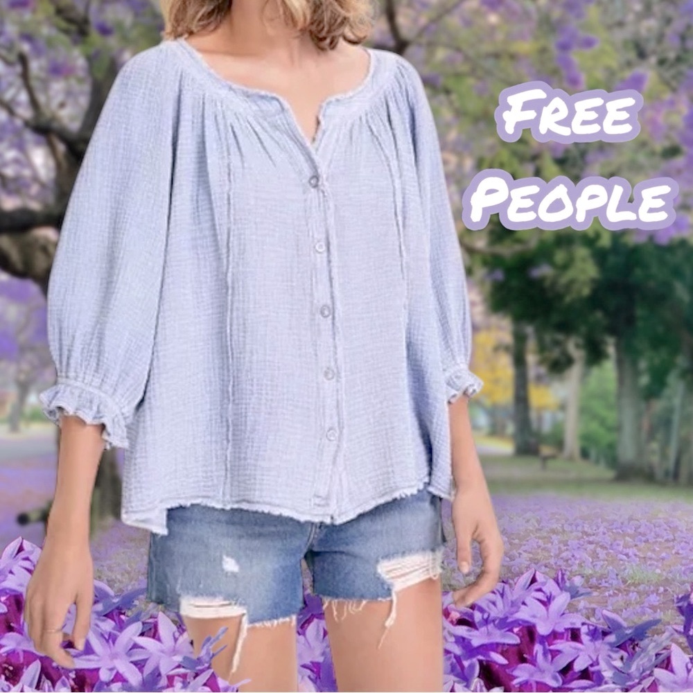 Free People Women’s Blue Lucy Solid Swing Top - Size XS
